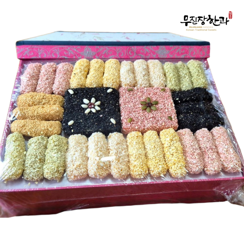 강릉무진장한과,강릉무진장한과  춘천한지대 선물세트(인디핑크 고급보자기*노리개)