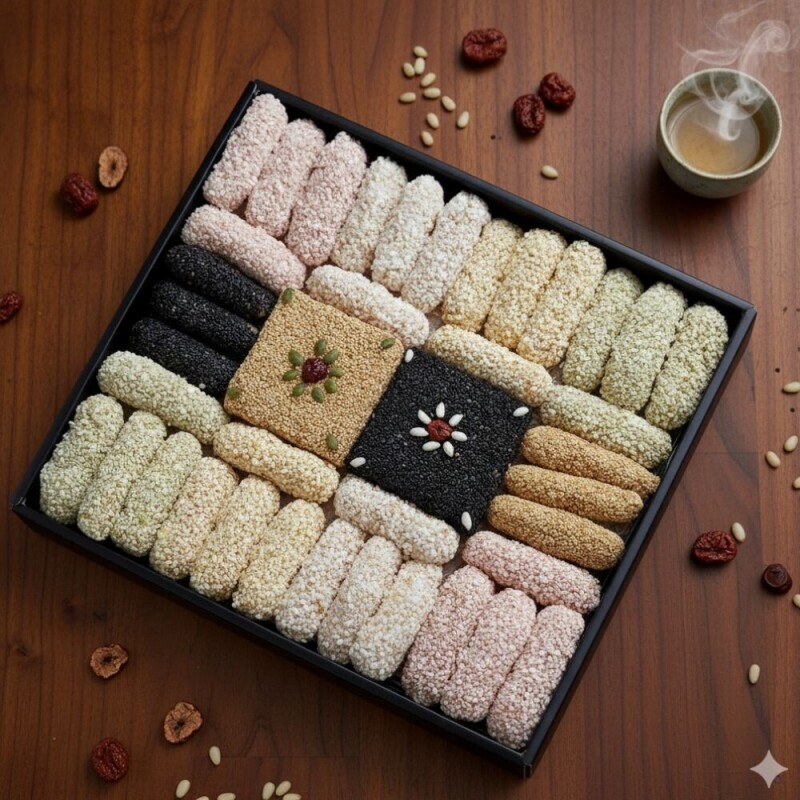 강릉무진장한과,(강원ON)선물세트 꽃수를담다 1호(네이비골드고급보자기포함)